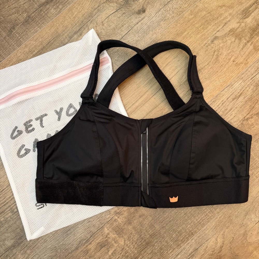 NEW SHEFIT Ultimate Sports Bra Black High Impact Adjustable Front Zip 1 Luxe Bag